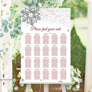 Winter Wonderland Wedding Seating Chart, Printable Reception Sign, Winter Wedding Seating Chart + Invite, PERSONALIZED, Digital file