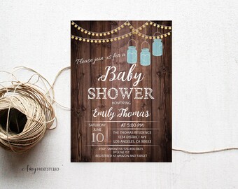 Baby Shower Invitation, Baby Shower Invite, Wood Baby Shower Invite, PERSONALIZED, Digital file, #A57