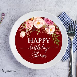 Charger Plate Insert, Floral Women Birthday Charger Plate Insert, Floral Birthday Invite, PERSONALIZED, Digital file, #W68