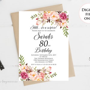 Surprise 90th Birthday Invitation, Women Birthday Invitation, Any Age Women Birthday Invite, PERSONALIZED, Digital file, #W01