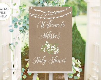 Welcome Baby Shower Sign, Welcome sign Printable, Baby Shower Welcome Sign, Floral Welcome Sign, PERSONALIZED, Digital file, #A18