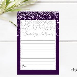 Teilen Sie eine Memory Card, Purple Silver Birthday Einladung, Purple Silver Birthday Memory Card, Digitale Datei, #W73