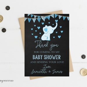 Elephant Baby Shower Merci-Card, Baby Shower Thank You Card, Elephant Baby Shower Thank You Note, PERSONNALISÉ, Fichier numérique, #A06