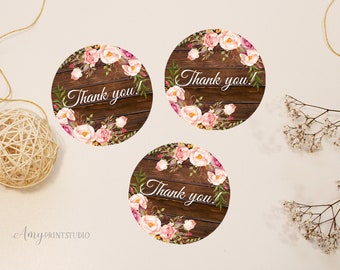 Floral Birthday Favor Tags, Floral Birthday Invite, Instant Download, Digital file, #W03