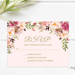 RSVP Karten, Florale Einladung, Geburtstagseinladung, Frauen Geburtstagseinladung, PERSONALISIERT, Digitale Datei, #W08