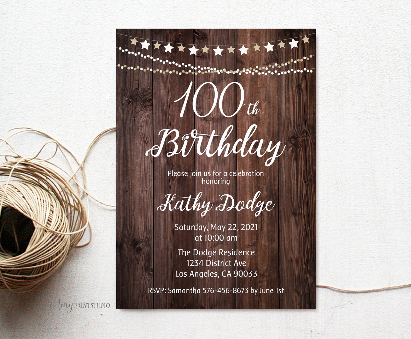 100. Geburtstagseinladung Geburtstag PartyEinladung Holz Etsy
