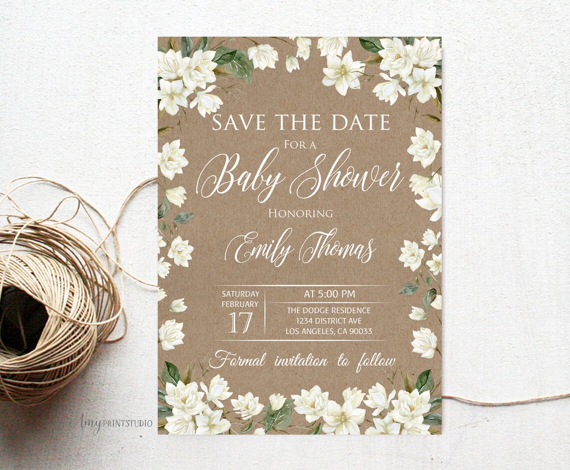 Save the Date Baby Shower Save the Date Rustic Baby Shower Etsy