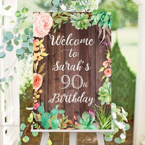 Welcome Birthday Sign, Welcome sign Printable, Birthday Welcome Sign, Floral Welcome Sign, Any Age, PERSONALIZED, Digital file, #W20