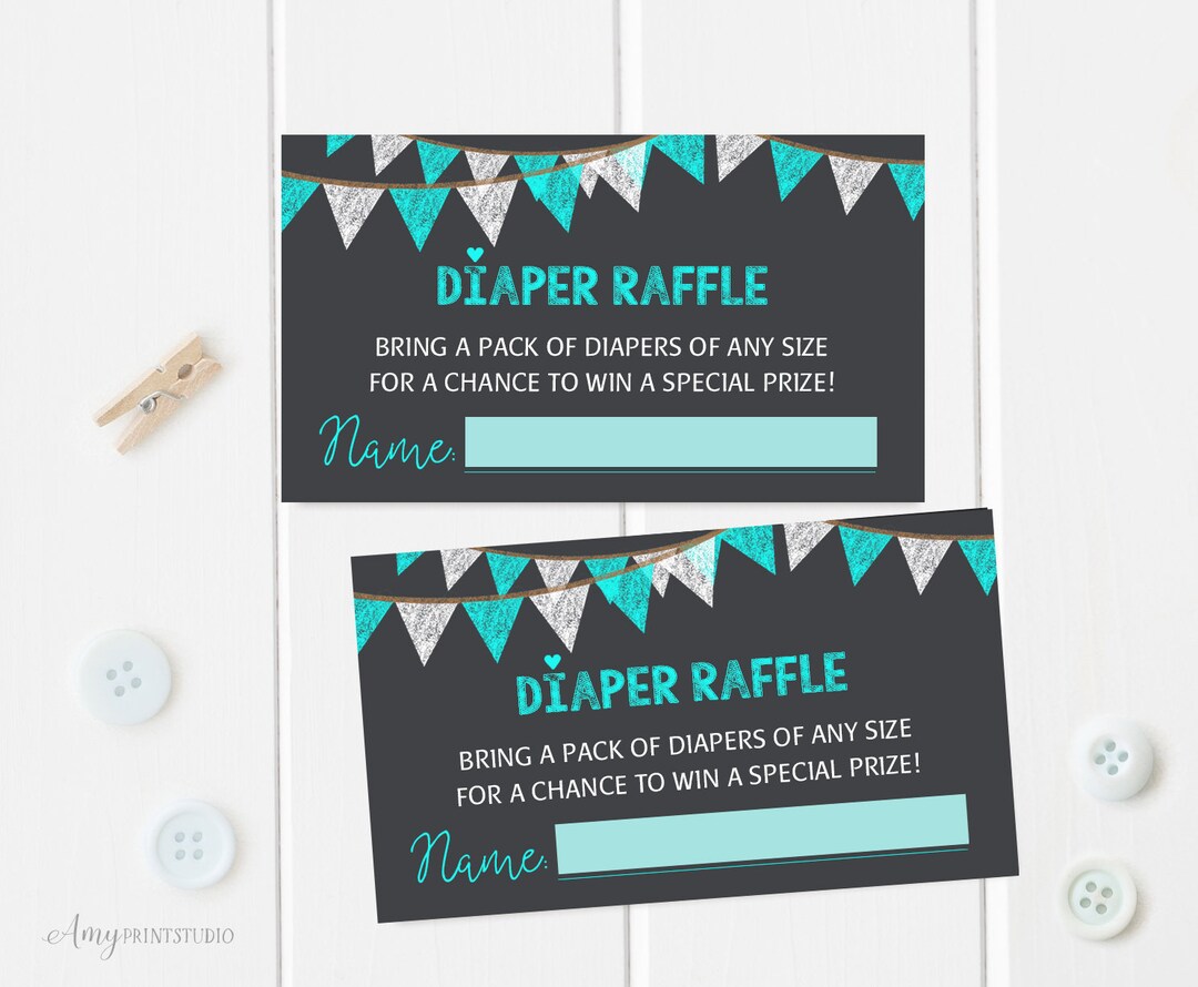 Diaper Raffle Teal, Diaper Raffle Sign, Chalkboard Baby Shower Diaper ...