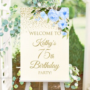 Welcome Birthday Sign, Welcome sign Printable, Birthday Welcome Sign, Floral Welcome Sign, Any Age, PERSONALIZED, Digital file, #W39