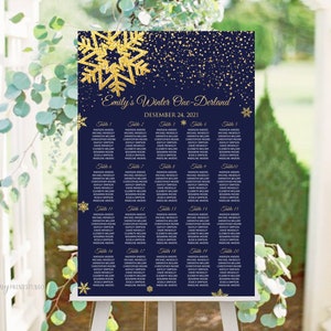 Birthday Seating Chart, Printable Birthday Reception Sign, Birthday Seating Chart + Invite, Winter One-Derland, PERSONALIZED, Digital file