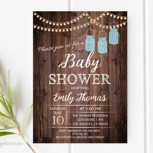 Baby Shower Invitation, Baby Shower Invite, Wood Baby Shower Invite, PERSONALIZED, Digital file, #A57