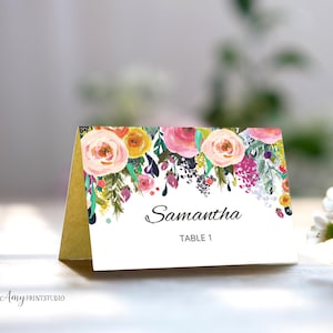 Geburtstags-Platzkarten, Floral / Geburtstag, Druckbare Geburtstags-Platzkarten, Digitale Datei, W30