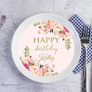 Charger Plate Insert, Floral Women Birthday Charger Plate Insert, Floral Birthday Invite, PERSONALIZED, Digital file, #W08