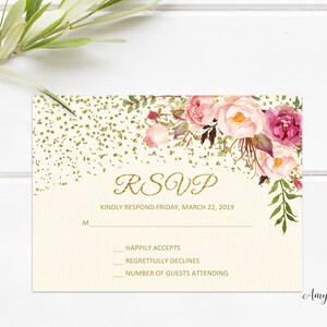 RSVP Karten, Florale Einladung, GeburtstagSeinladung, Frauen GeburtstagSeinladung, PERSONALISIERBAR, Digitale Datei, #W56