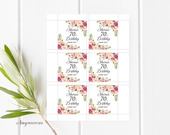 Floral Birthday Favor Tags, Floral Birthday Invite, Tag Floral Invitation, PERSONALIZED, Digital file, #W01