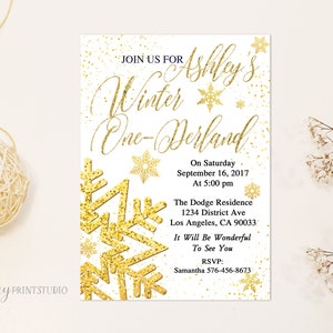 Winter One-Derland Invitation, One-Derland Birthday Invitation, Girl Birthday Invitation, PERSONALIZED, Digital file, #K49