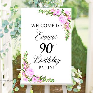 Welcome Birthday Sign, Welcome sign Printable, Birthday Welcome Sign, Floral Welcome Sign, Any Age, PERSONALIZED, Digital file, #W63