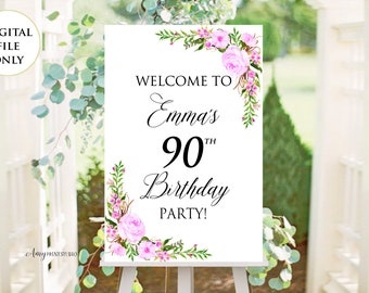 Personalized Floral Birthday Welcome Sign (Digital File)