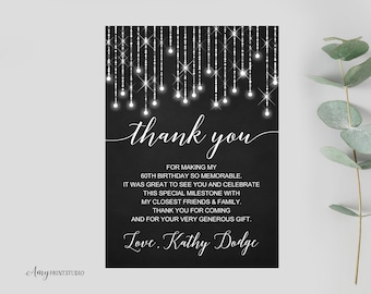 Thanks-Card, Women Birthday Thank You Card, Chalkboard Birthday, PERSONALIZED, Digital file, #W23