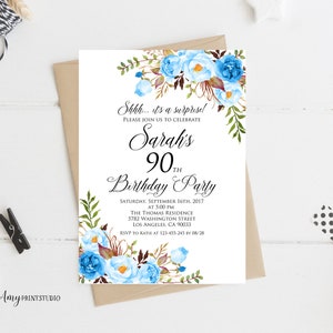 Surprise 90th Birthday Invitation, Women Birthday Invitation, Any Age Women Birthday Invite, PERSONALIZED, Digital file, #W150