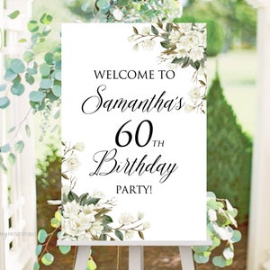 Welcome Birthday Sign, Welcome sign Printable, Birthday Welcome Sign, Floral Welcome Sign, Any Age, PERSONALIZED, Digital file, #W182