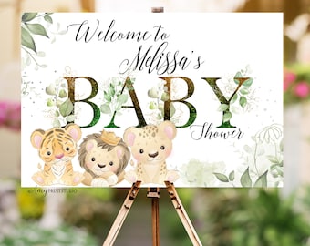 Welcome Baby Shower Sign, Animals Welcome sign Printable, Baby Shower Welcome Sign, Floral Welcome Sign, PERSONALIZED, Digital file, #A88