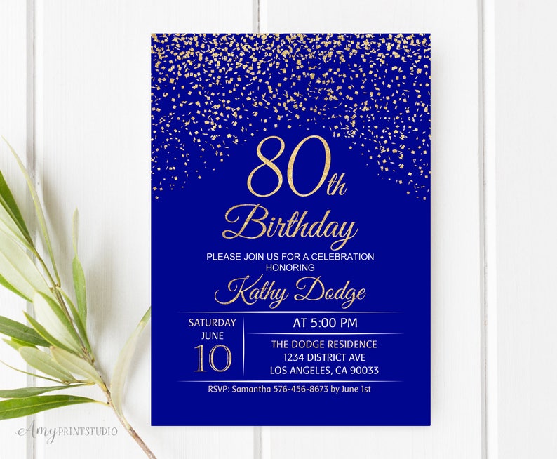 80th birthday invitation royal