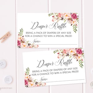 Diaper Raffle Tickets, Diaper Raffle Sign, Floral Baby Shower Diaper Raffle Tickets , Diaper Raffle Cards, Digital file, A45
