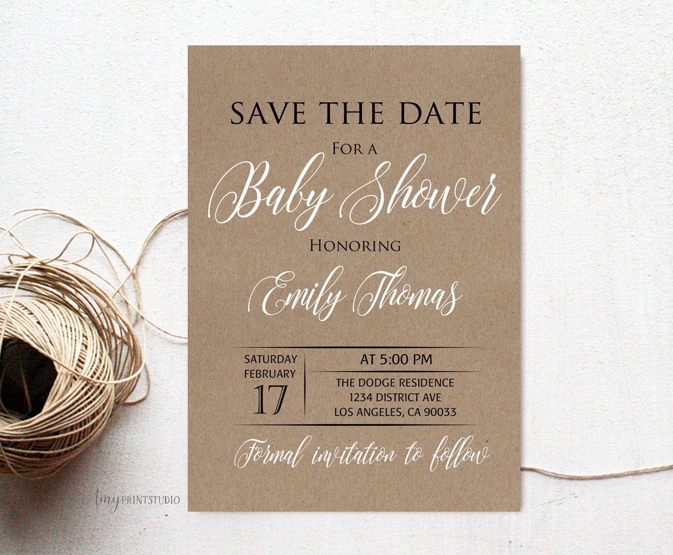 Save the Date Baby Shower Save the Date Rustieke Babyshower Save the Date Baby s Breath PERSONALIZED Digitaal bestand S27