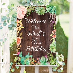 Welcome Birthday Sign, Welcome sign Printable, Birthday Welcome Sign, Floral Welcome Sign, Any Age, PERSONALIZED, Digital file, #W21