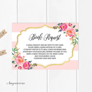 Breng een boek baby shower invoegsel, breng een boek in plaats van een kaart, boekverzoek, prinses babyshower, INSTANT DOWNLOAD, digitaal bestand, #A09