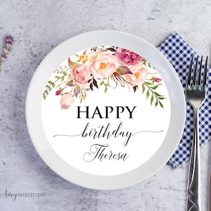 Charger Plate Insert, Floral Women Birthday Charger Plate Insert, Floral Birthday Invite, PERSONALIZED, Digital file, #W01