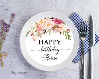 Charger Plate Insert, Floral Women Birthday Charger Plate Insert, Floral Birthday Invite, PERSONALIZED, Digital file, #W01