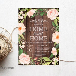 House Warming Invitation, House Warming Party Invite, Home Sweet Home, Wood New Home Invitation, PERSONALIZED, Digital file, #H03