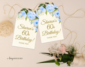 Floral Birthday Favor Tags, Floral Birthday Invite, Cream, Ivory, Invitation, PERSONALIZED, Digital file, #W39