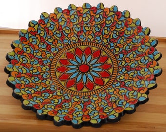 Mandala dish (red, blue, green, orange)