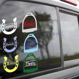 Horseshoe or Stirrup Name Equestrian Decal