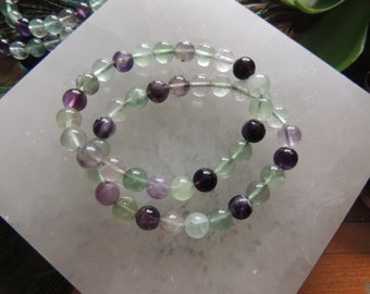 Rainbow Fluorite Bracelet / 7" Stretch Fluorite Bracelet / 8 mm Bead Rainbow Fluorite / Rainbow Fluorite / Bracelet / Fluorite Bracelet