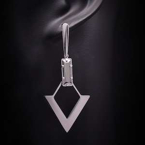 DROP TRIANGLE EARRINGS, Stainless Steel Earring With Crystal, Geometric Earrings, Everyday earrings, Gift for her, Dangle Trendy Earrings