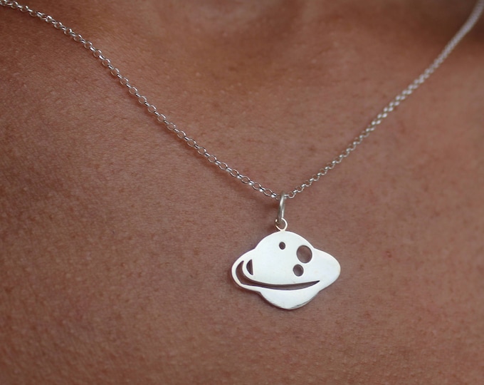 Sterling Silver Saturn Pendant Necklace For Women - Dainty Celestial Jewelry To Gift For Her