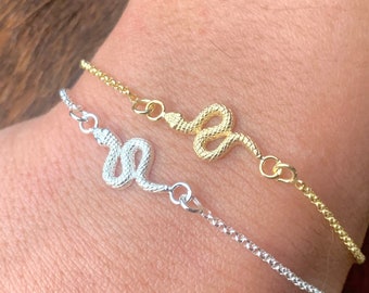 Snake Bracelet For Women - Dainty Gold Snake Bracelet - Minimalist Silver Snake Bracelet - Snake Jewelry - Animal Bracelet - Charm Bracelet