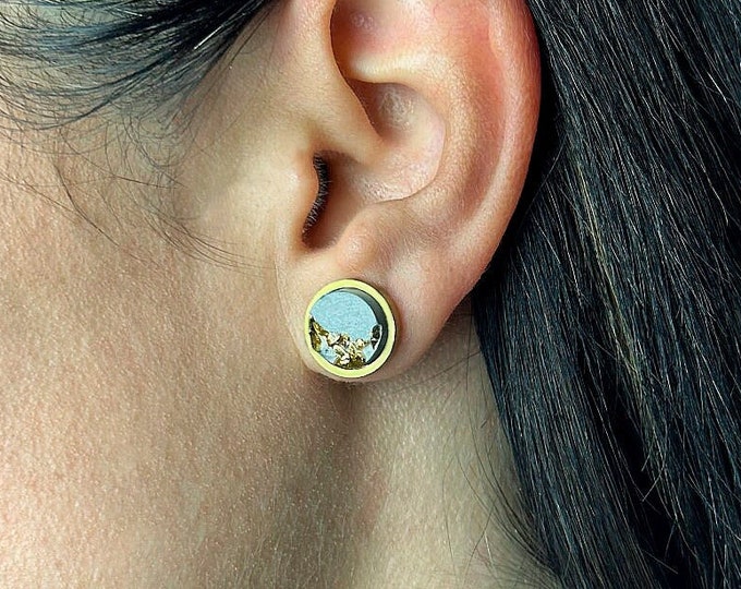 Concrete Stud Earrings For Women, Gold Geometric Stud Earrings, Modern Jewelry, Earrings For Men, Round Stud Earring, Gift For Her
