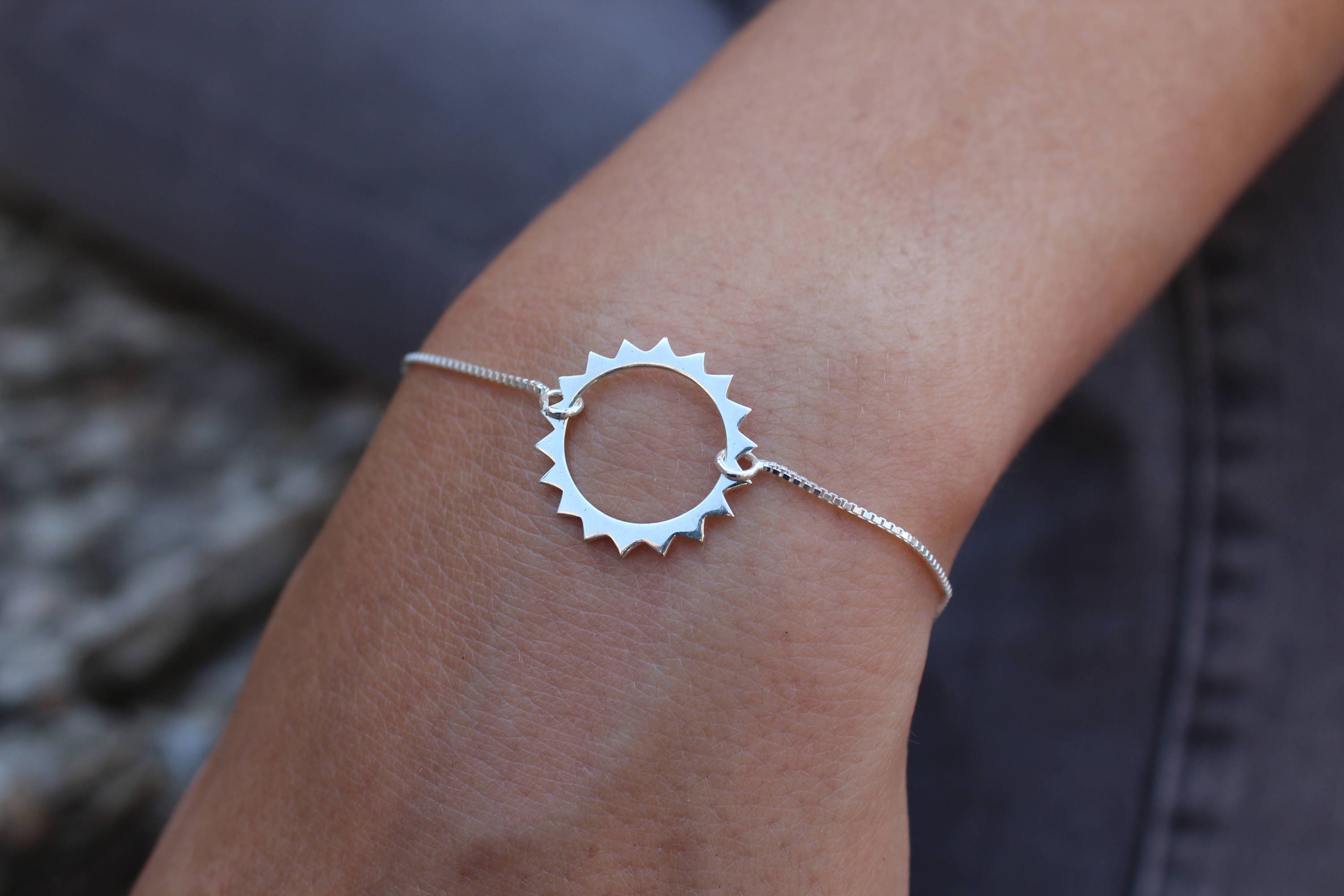 Gold Sun Charm Bracelet for Women Sterling Silver Sun - Etsy
