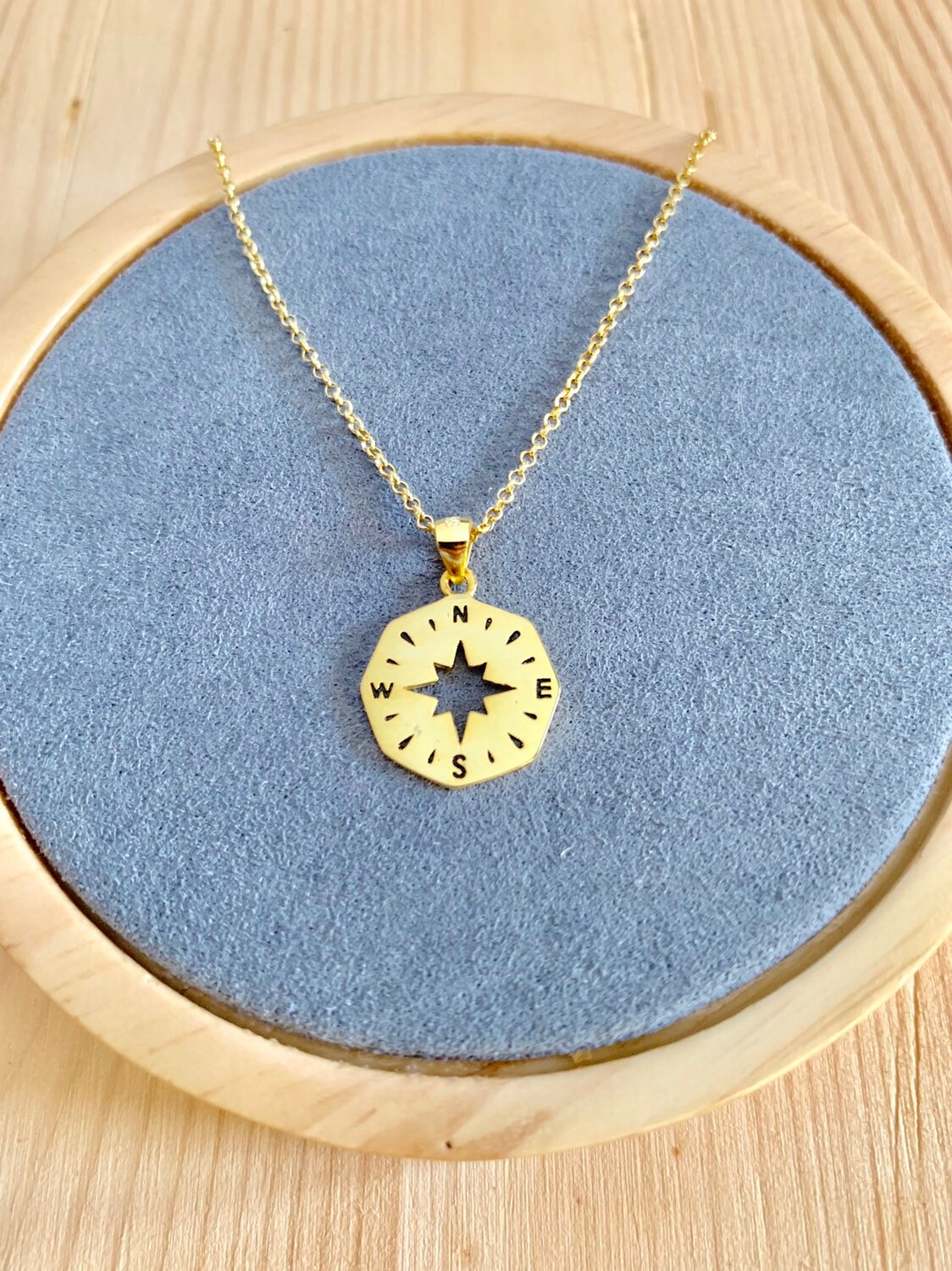 Gold Compass Charm Necklace for Women Dainty Compass Jewelry Etsy