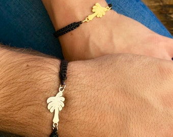 Silver Palm Tree Couple Bracelet - Gold Friendship Set Jewelry - Gift For Couples