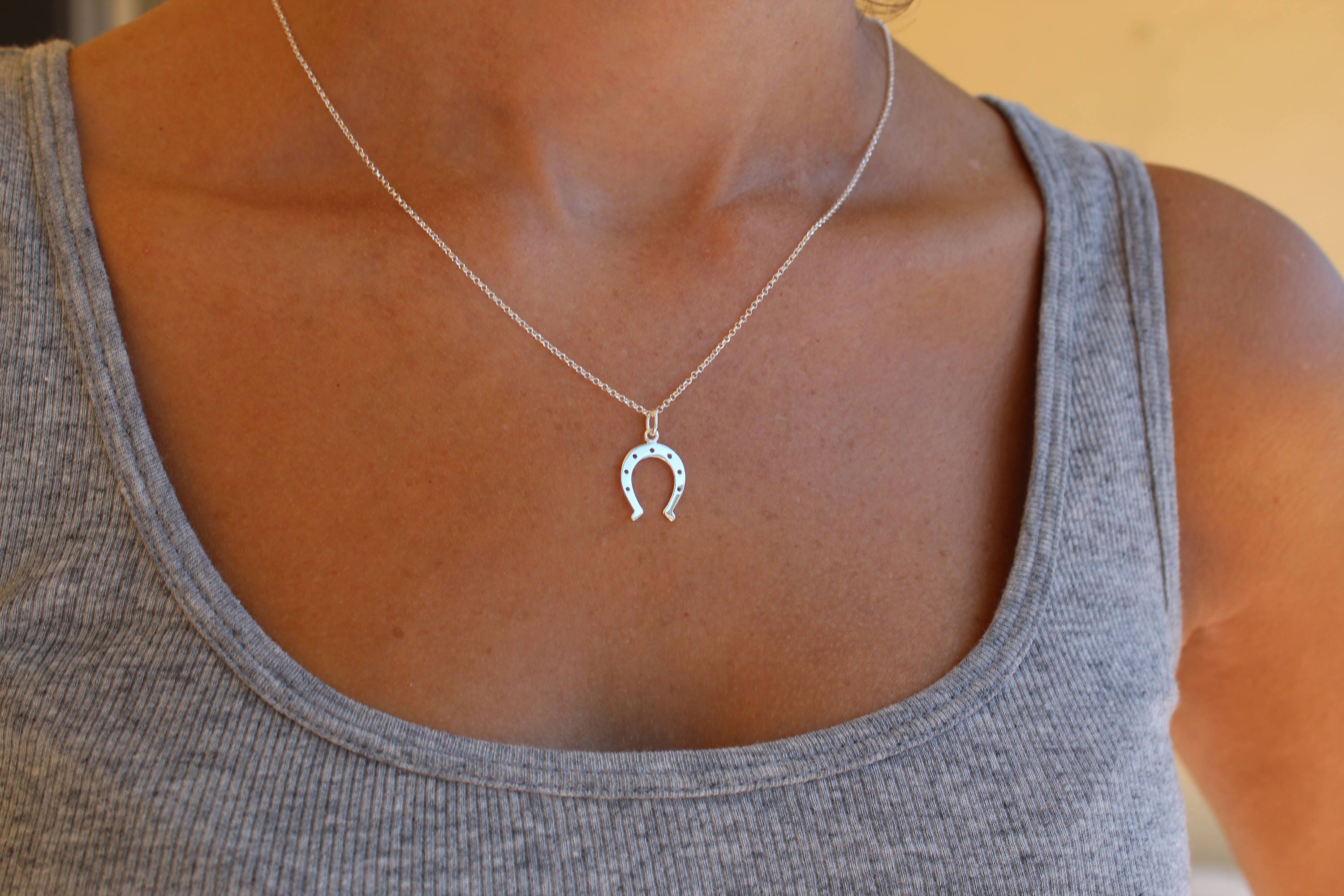 Silver Horseshoe Necklaces for Women Dainty Lucky Pendant Etsy