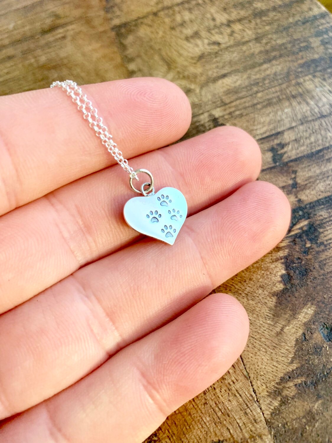 Dog Paw Print Heart Necklace Paw Print Necklace Dog Etsy