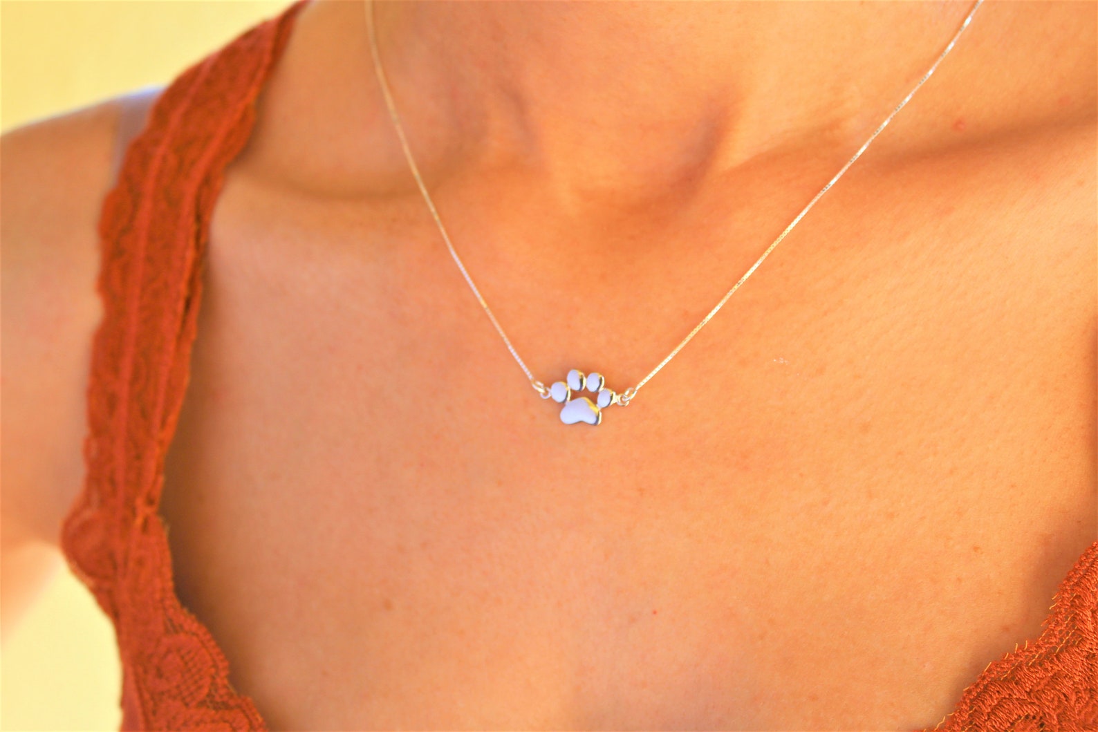 Dog Paw Print Necklace Paw Print Necklace Paw Necklace Dog Etsy