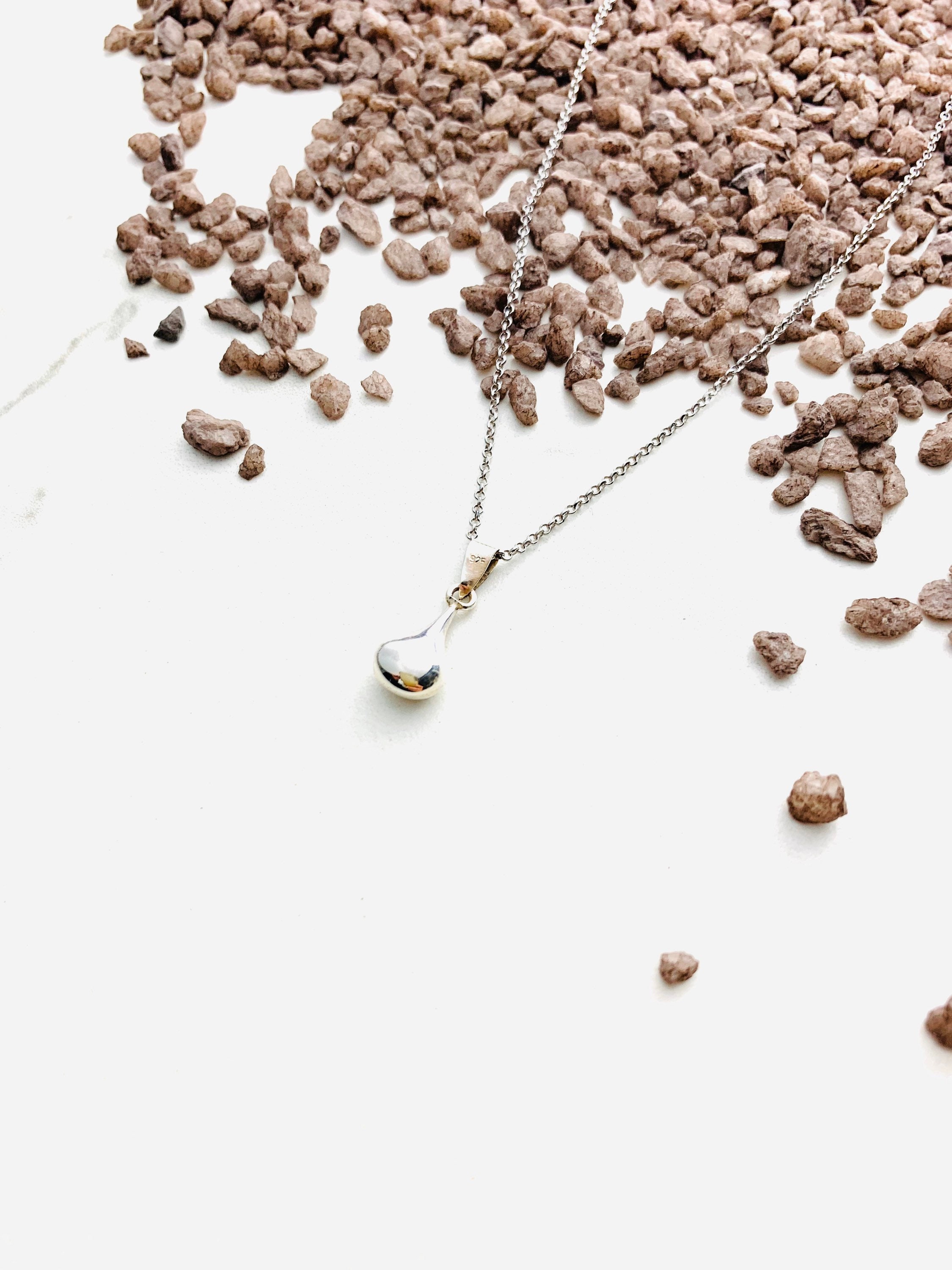 Silver Drop Charm Necklace for Women Dainty Drop Pendant Etsy